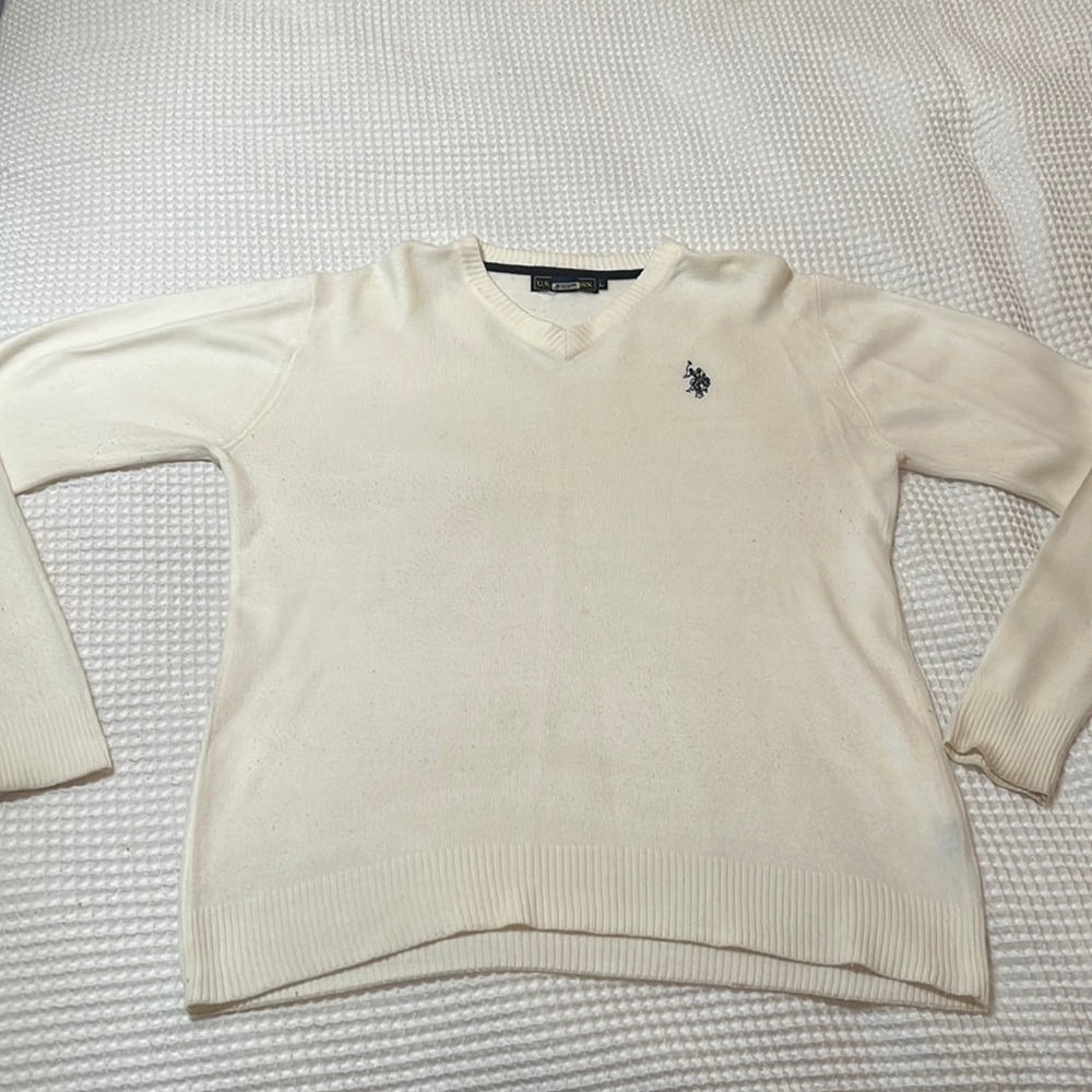 US Polo ASS cream long Sleeve sweater